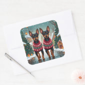 Affenpinscher Dogs Christmas Snow Holiday スクエアシール (封筒)