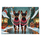 Affenpinscher Dogs Christmas Snow Holiday ラージペーパーバッグ (正面)