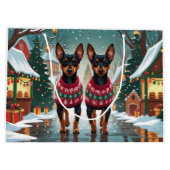 Affenpinscher Dogs Christmas Snow Holiday ラージペーパーバッグ (裏面)