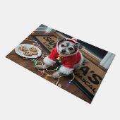 Affenpinscher Festive Holiday Christmas ドアマット (アングル)