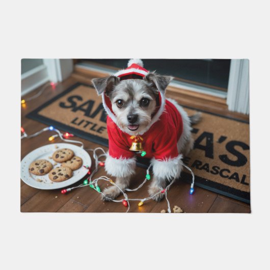 Affenpinscher Festive Holiday Christmas ドアマット (正面)
