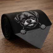 Affenpinscher Funny Peeking Puppy Dog Lover ネクタイ