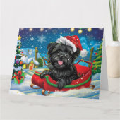 Affenpinscher in Sleigh Snow Chrimas カード (正面)