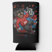 Affenpinscher Rock Star Singer Musical Podcast Art スリム缶クーラー (裏面)