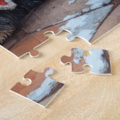 Affenpinscher Sitting Fireplace Christmas Lights ジグソーパズル (側面)