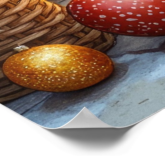 Affenpinscher Sitting Fireplace Christmas Lights ポスター (角)