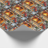 Affenpinscher Sitting Fireplace Christmas Lights ラッピングペーパー (角)