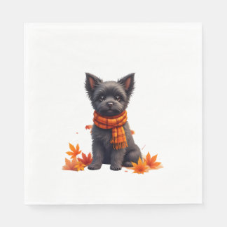 Affenpinscher With Heart Made Of Autumn Leaves スタンダードランチョンナプキン