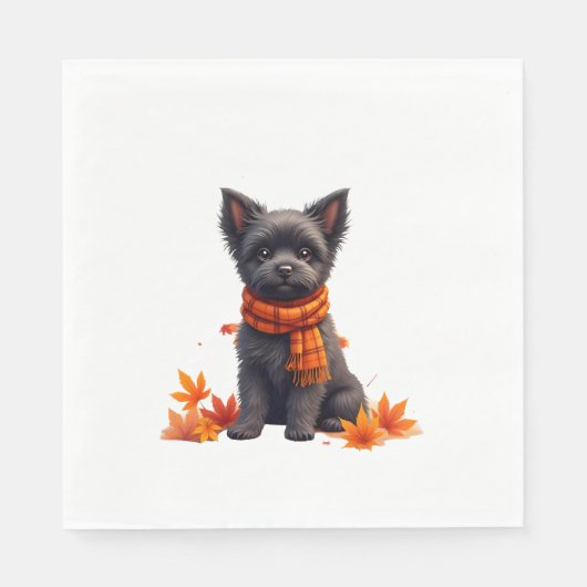 Affenpinscher With Heart Made Of Autumn Leaves スタンダードランチョンナプキン (正面)