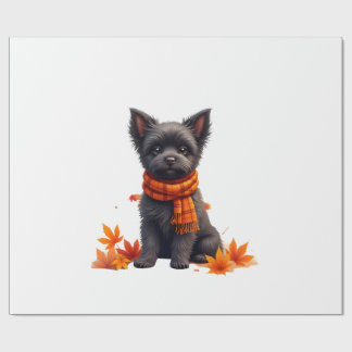 Affenpinscher With Heart Made Of Autumn Leaves ラッピングペーパー