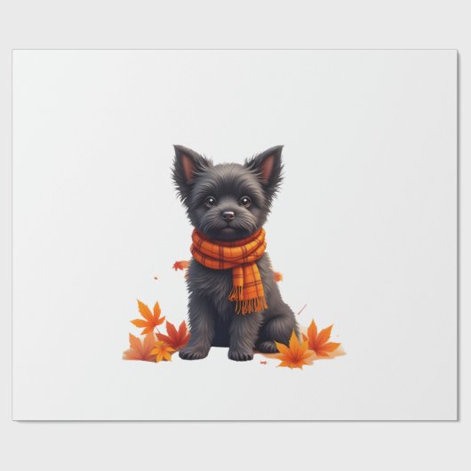 Affenpinscher With Heart Made Of Autumn Leaves ラッピングペーパー (フラット)