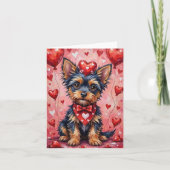 Affenpinscher with Red Hearts Valentine's Day カード (正面)