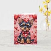 Affenpinscher with Red Hearts Valentine's Day カード (黄色い花)