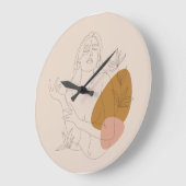 Afficheラインアートミニマリスト。スタイルボホ。 ラージ壁時計 (傾斜)