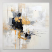 Affiche abstrait noir blanc or ポスター (正面)