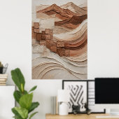 Affiche abstraite relief désert aux tons terracott ポスター (ホームオフィス)