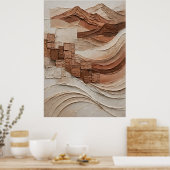 Affiche abstraite relief désert aux tons terracott ポスター (キッチン)