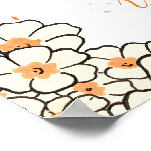 Affiche anniversaire personnalisé lapin fleurs ポスター (角)