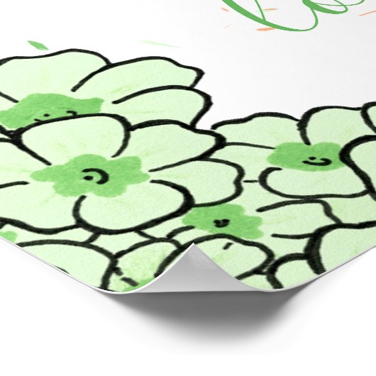 Affiche anniversaire personnalisé lapin fleurs ポスター (角)