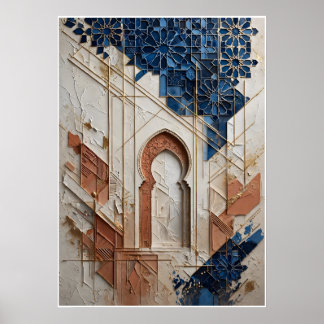 Affiche Architecture Marocaine Bleu et Ocre ポスター