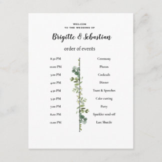 affiche blanche rustique mariage du jour ordre du  招待状