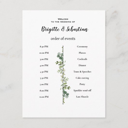 affiche blanche rustique mariage du jour ordre du 招待状 (正面)