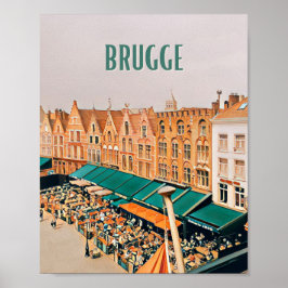 Affiche Bruges Belgique写真ヴィンテージ ポスター