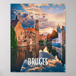 Affiche Bruges Belgique写真ヴィンテージ ポスター