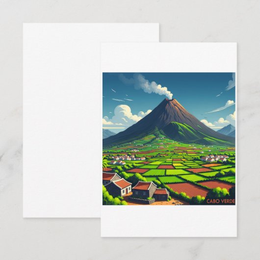 Affiche Cabo Verde – Volcan et paysages tropicaux (正面/裏面)