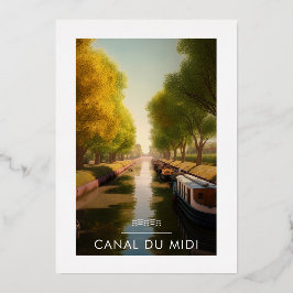 Affiche Canal du midi - France - illustration 箔招待状