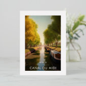 Affiche Canal du midi - France - illustration 箔招待状 (立ち正面)