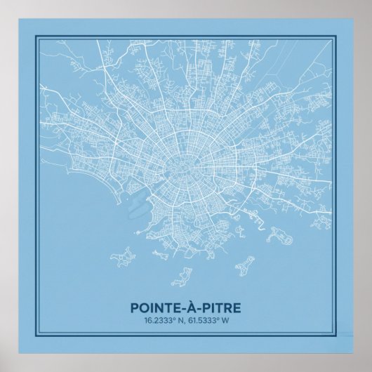 Affiche Carte de Pointe-à-Pitre, Guadeloupe | Plan ポスター (正面)