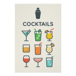 Affiche Cocktails - martini, mojito, pina colada ポスター