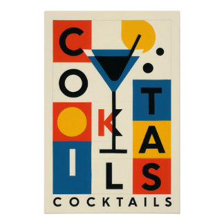 Affiche Cocktails - Style structuré ポスター