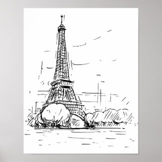 Affiche Dessin de la Tour Eiffel ポスター