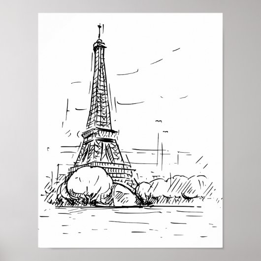 Affiche Dessin de la Tour Eiffel ポスター (正面)