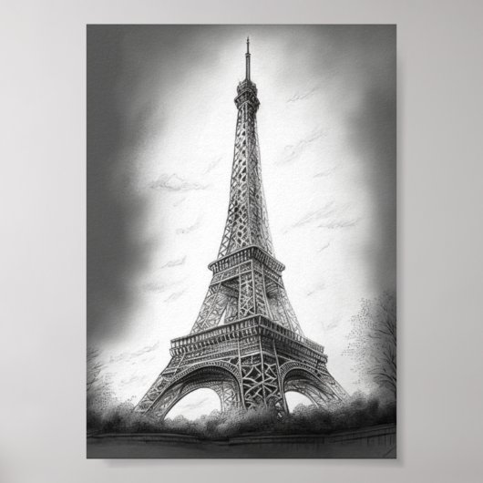 Affiche Dessin de la Tour Eiffel  ポスター (正面)
