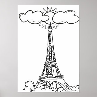 Affiche Dessin de la Tour Eiffel  ポスター