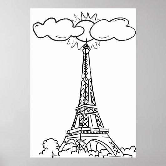 Affiche Dessin de la Tour Eiffel  ポスター (正面)