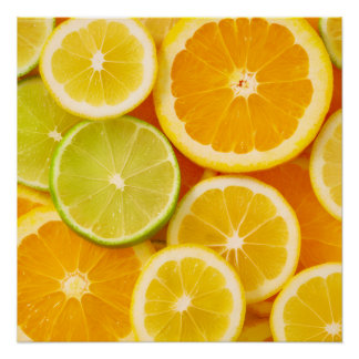 Affiche encadrée motif agrumes – Citron, orange et ポスター