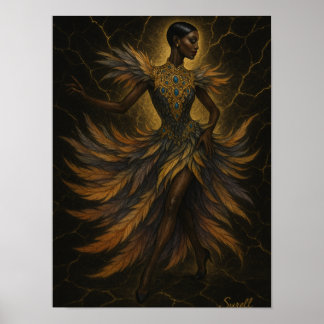 Affiche Femme Danseuse – Art Haute Couture & Plume ポスター