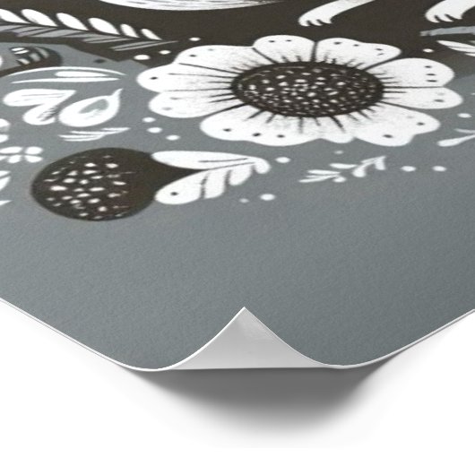 Affiche illustration folk art “Ecureuil“ ポスター (角)