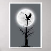 Affiche Landscape moon, tree & eagle wall art ポスター (正面)