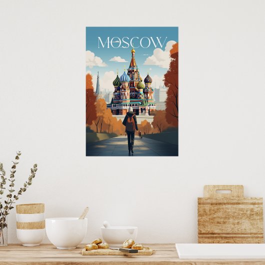 Affiche - Moscow - Russia -Saint Basil's Cathedral ポスター (キッチン)