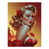 Affiche Pin-Up Blonde en Robe Rouge  ポスター (正面)