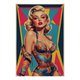 Affiche Pin-up Blonde Pop Art  ポスター