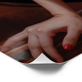 Affiche Pin-up Brune Sensuelle en Robe Rouge ポスター (コーナー)