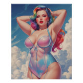 Affiche Pin-Up Cheveux Arc-en-Ciel dans les Nuages ポスター (正面)