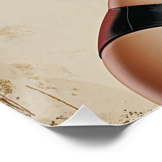 Affiche Pin-up Rose Flamboyante ポスター (コーナー)