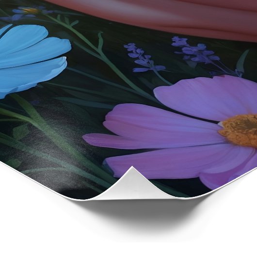 Affiche Pin-Up Rousse dans un Champ de Fleurs ポスター (コーナー)